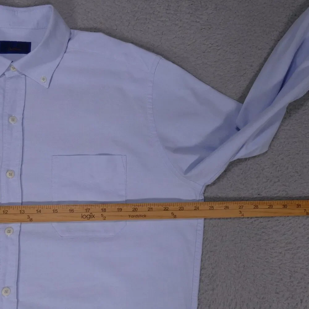 David Donahue Shirt Mens Large Blue Oxford Button Down Long Sleeve